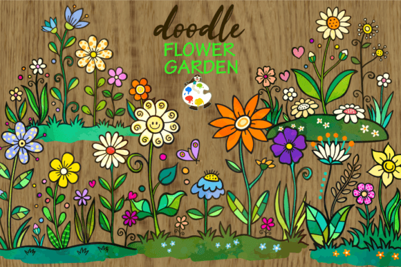 Download Doodle Flower Garden Design Elements - Garden Collection