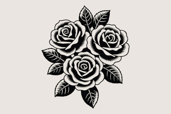 Download Vintage Black and White Rose Bouquet SVG - Premium Bundle