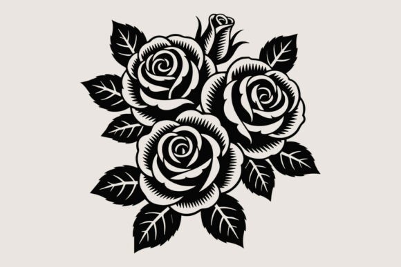 Download Vintage Black and White Rose Bouquet SVG - Premium Bundle