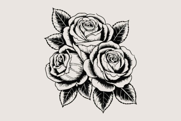 Download Vintage Black and White Rose Bouquet SVG - Premium Bundle