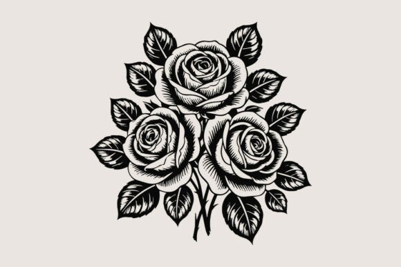 Download Vintage Black and White Rose Bouquet SVG - Premium Resources